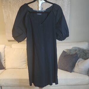Maeve Anthropologie Black Dress with Puff Sleeves Size XL Like NEW